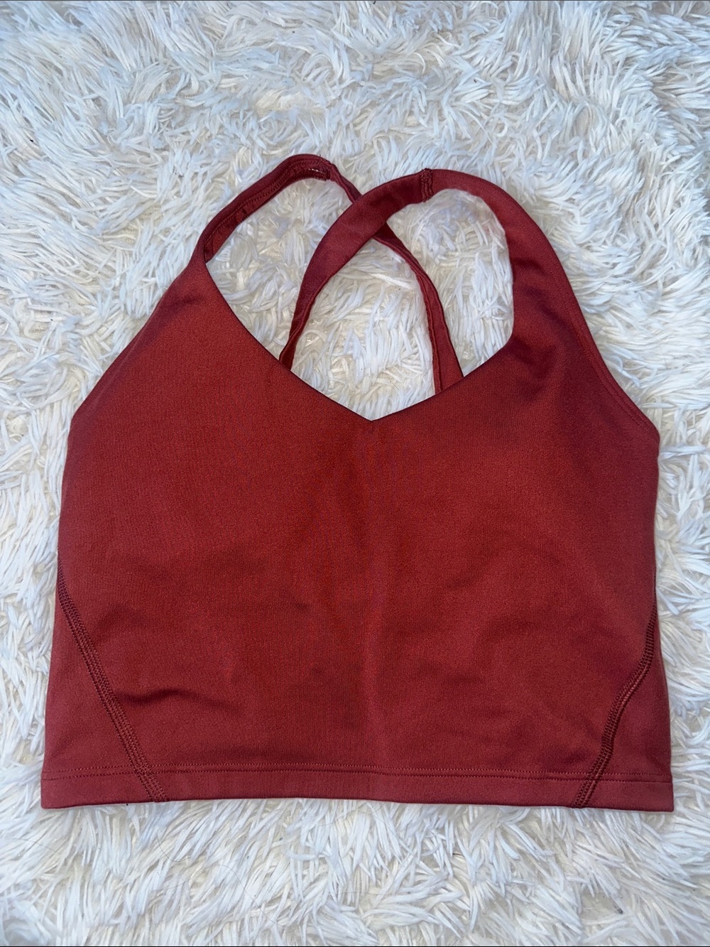 Gilly Hicks Cross Back Sports Bra Rust Red Padded Strappy Crop Bralette Medium